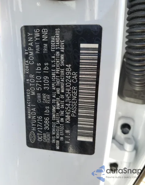 2017 Genesis G90 Ultimate z USA, uszkodzony, nr VIN KMHG54JH5HU024984